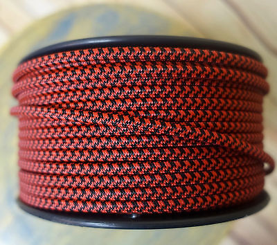 Black/Red 2-Wire Flat Cloth Covered Cord, 18ga, Vintage Style Lamps Nylon Fabric