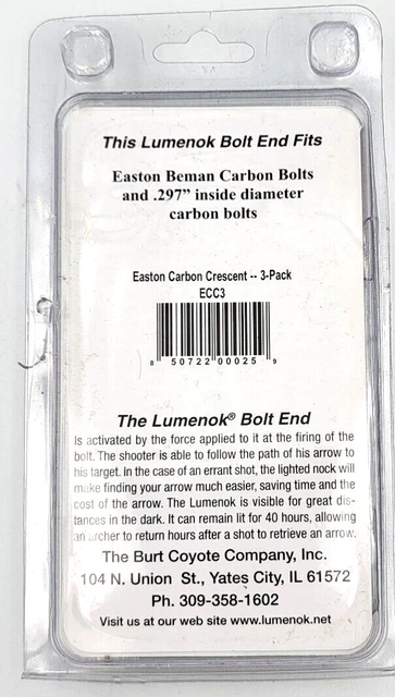 Burt Coyote Lumenok Cross Bolt Lighted Nock Easton Carbon Crescent ECC3 - 3 Pack 2