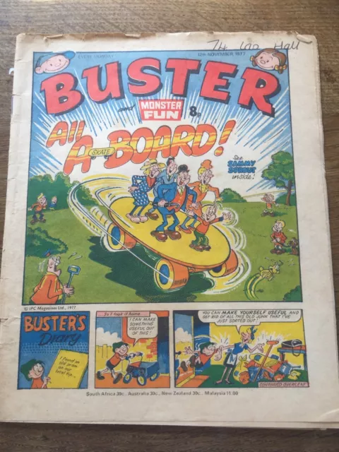 Vintage Buster & Monster Fun Comic 12/11/77 UK Paper Comic 40 Year Old 1970s 70s