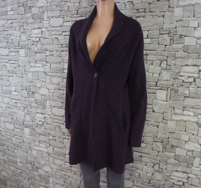 Eileen Fisher Damen Reine Koch Wolle Walk Strickjacke Mantel Beere S