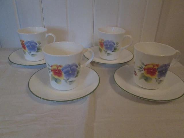 SUMMER BLUSH CORELLE Cups Saucers Sets Pansy Corning Ware