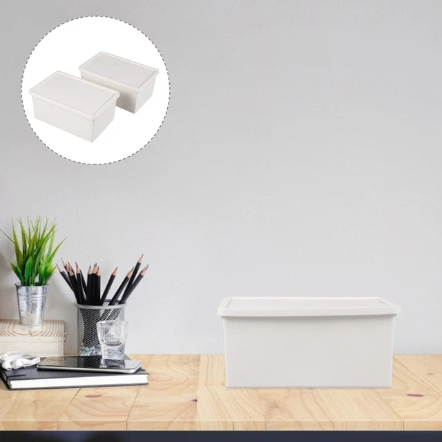 2 pz bianco Pp portaoggetti coperchio sbox ufficio penna di piccole cose