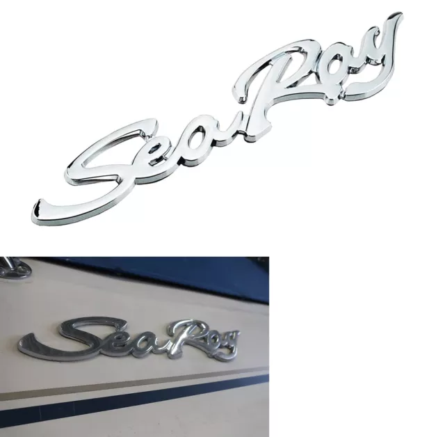 1Pc Sea Ray Searay Script Chrome Emblem Badge Boat Logo 12-3/4" New