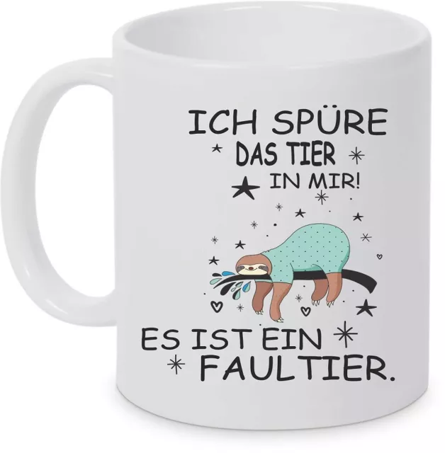 Kaffeebecher Tasse Faultier mit Spruch - Geschenk-Idee Fun Lustig Ruhig Witzig