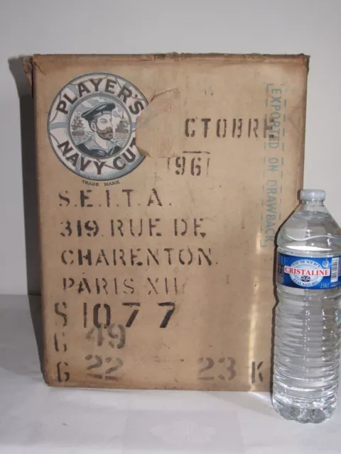 09D59 Antique Carton Colis Advertising Seita a Paris Cigarettes Players Navy Cut