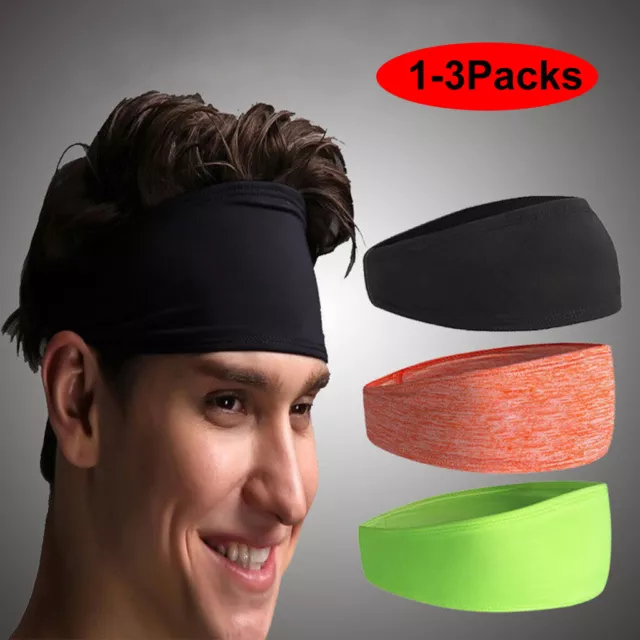 1-3PCS Women Men Headband Moisture Wicking Sport Sweatband  Yoga Gym Fitness New