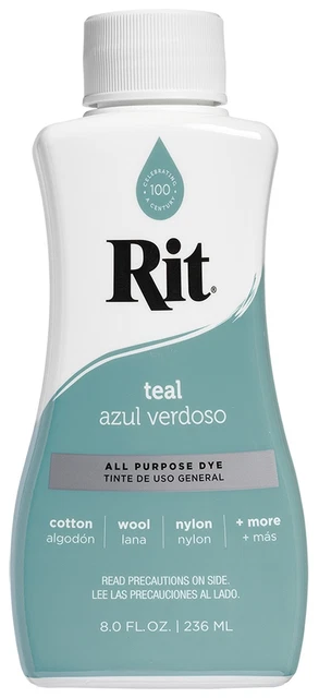 Paquete de 3 Rit Dye Líquido 8oz-Teal -8-88040