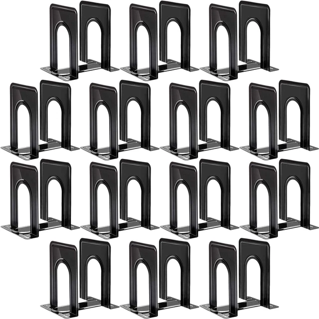 Bookends, 28Pcs Metal Bookends, Black Book Ends Holder, Book Ends, Book Ends for