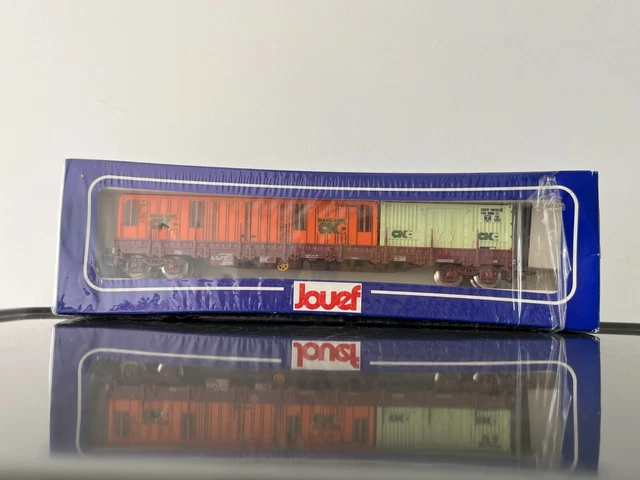 JOUEF 6581 WAGON PLAT SURBAISSÉ SNCF A BOGIES TRANSPORT D'UN CHARGEUR HO