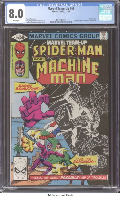 Marvel Team-Up #99 1980 CGC 8.0 White Pages - Machine Man. Frank Miller Cover