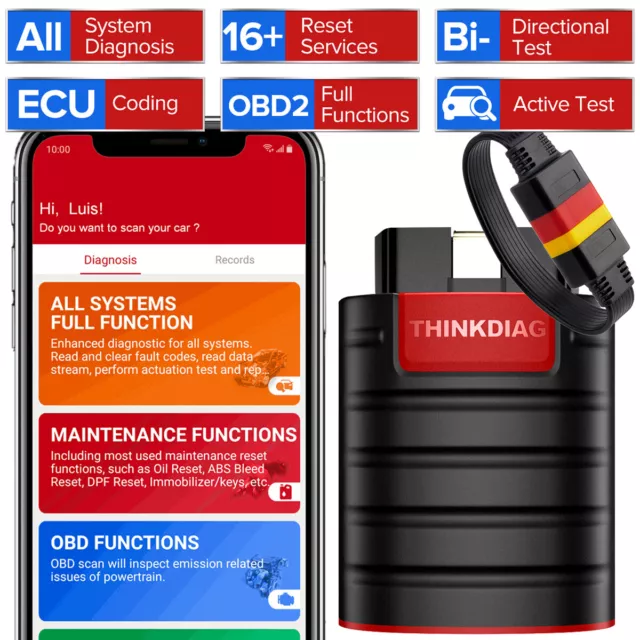 2024 THINKCAR Thinkdiag Bidirektionales OBD2-Scanner-Diagnosetool ECU-Codierung