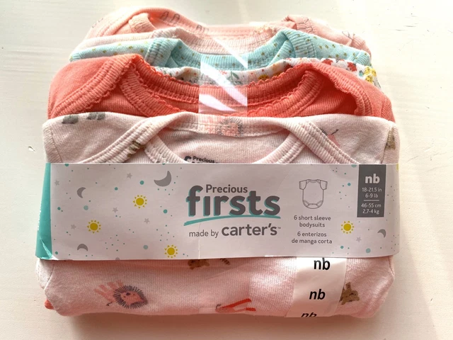 Precious Firsts Made By Carter’s 6 Pack Short Sleeve Bodysuits Size NB