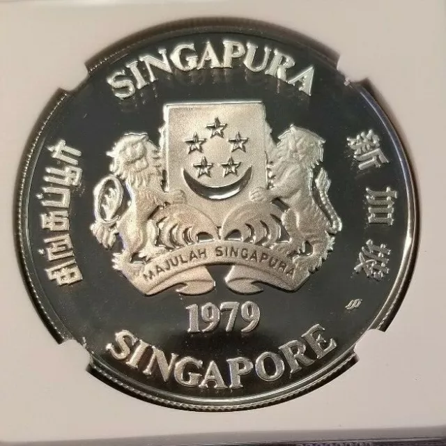 1979 Singapore Silver $10 Communication Satellites Ngc Pf 69 Ultra Cameo Top Pop 2