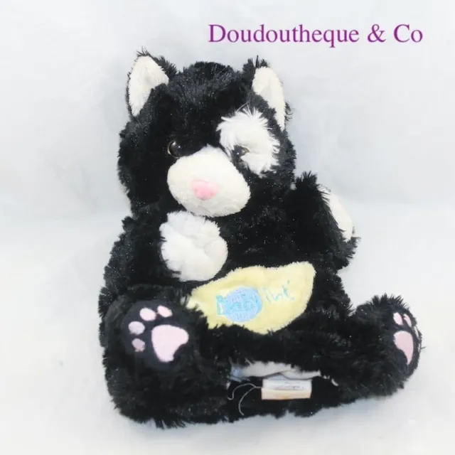 Doudou marionnette chat BABY NAT' noir blanc 26 cm (CEMO)