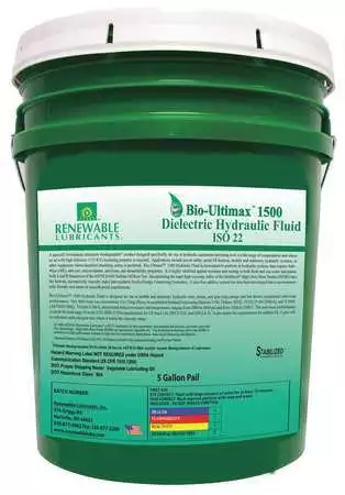 Renewable Lubricants 81094 5 Gal Bio-Ultimax 1500 Dielectric Hydraulic Fluids