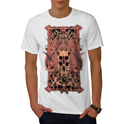 Wellcoda Sword Art Metal Skull Mens T-shirt, Sword Graphic Design Printed Tee