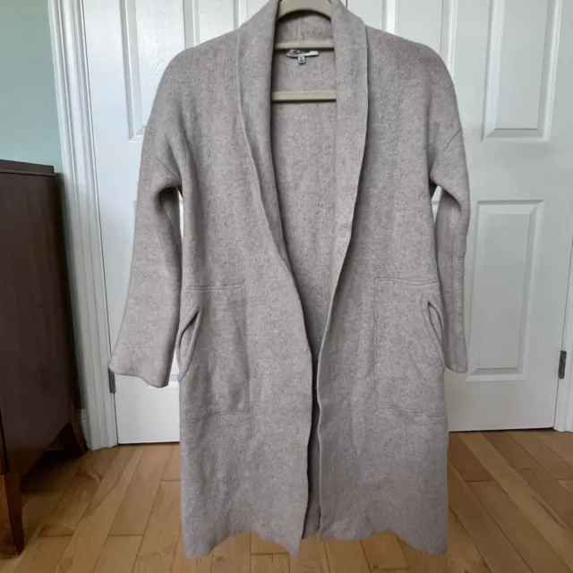 Madewell 100% Merino Wool Rivington Sweater Coat - Long Open Cardigan - Oatmeal