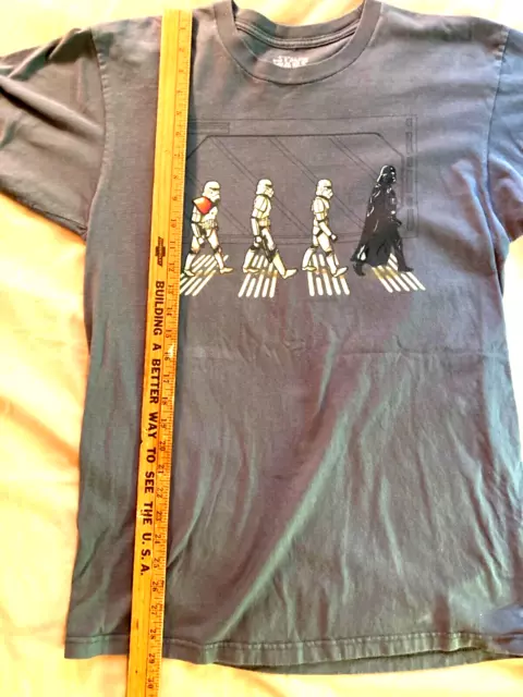 Vintage Men LARGE Long Tee Shirt R2-D2 Star Wars C-P30 Gray Dark Vader Jeans