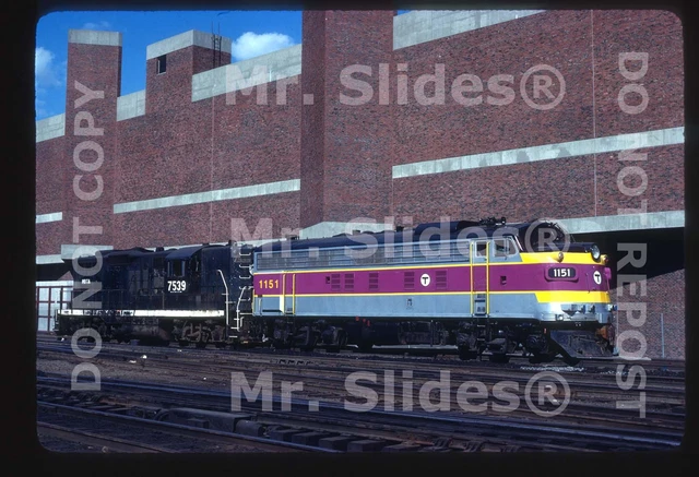Original Slide MBTA Boston Clean Paint FP10 1151 & GP9 7539 Boston MA 1979