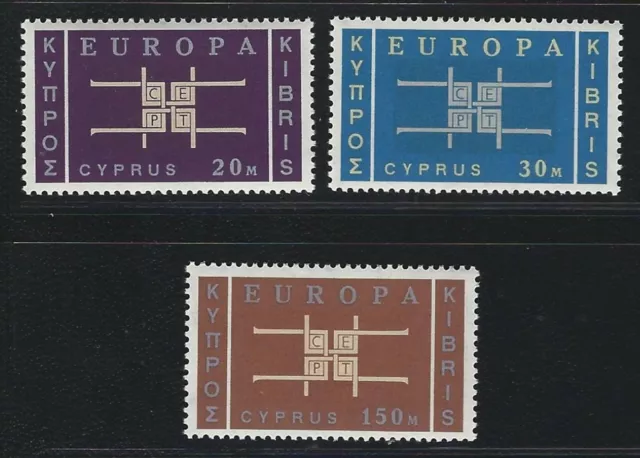 1963 Cyprus Scott #229-231 (SG #234-236) - EUROPA Set of 3 Stamps - MNH