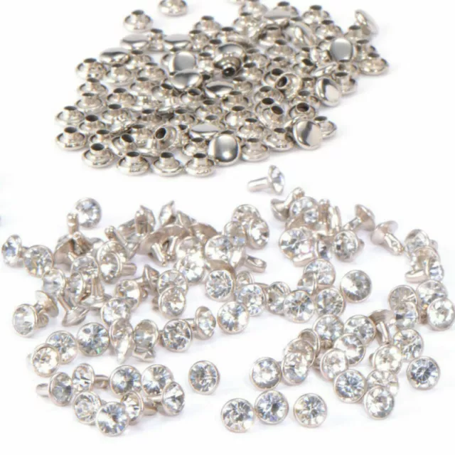 100 x DIY Strass Steine Strassnieten Ziernieten Schmucknieten Rundnieten 7mm