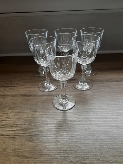6 verres à vin blanc en cristal d'Arques modèle Auteuil H 13.4 cm