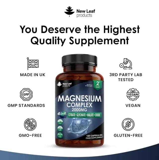 Magnesium Glycinate 4-in-1 Complex 2000mg - High Strength Magnesium Capsules UK