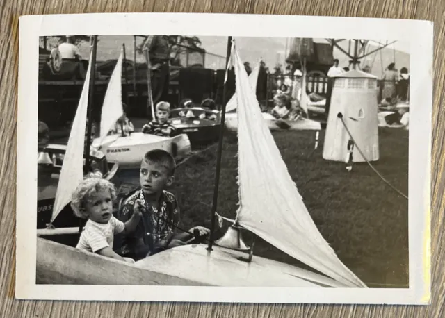 Vintage Found Photo Boys On S.S. Kennywood Amusement Park Boat Ride 1950s