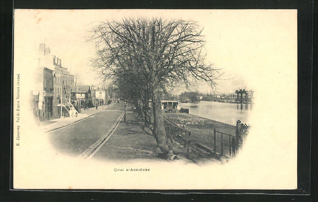 CPA Asnières, Quai d´Asnières, Ufer avec vue de la rue