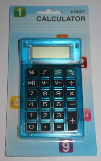Calculatrice de Poche 7x11 cm Plastique Bleu 8 Chiffres - Piles Fournies