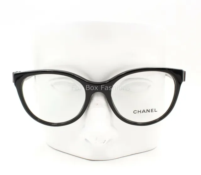 Chanel 3408QA 622 Eyeglasses Glasses Polished Black Gold CC 54mm