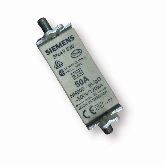 Fusible Siemens 3NA3 820 50A NH000 500V/120kA