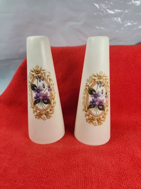 Vintage Purbeck Gifts Poole Dorset Small Salt & Pepper Floral Flowers 14.5cm Vgc