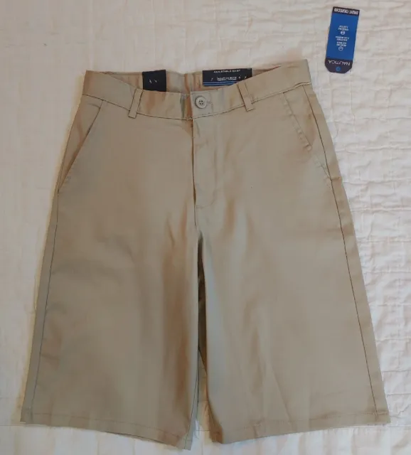 Nautica Boys Khaki School Uniform Shorts Size 16 Regular Adjustable Waist NEW