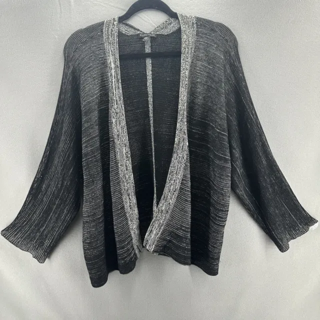 Eileen Fisher Open Front Silk & Organic Cotton Cardigan Sweater Womens Size XL