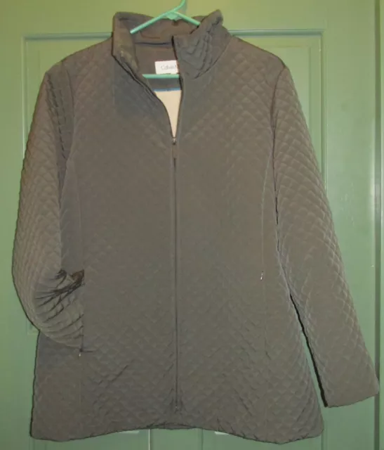 Calvin Klein Women's Quilted Faux Fur Lined Full Zip Jacket Size L
