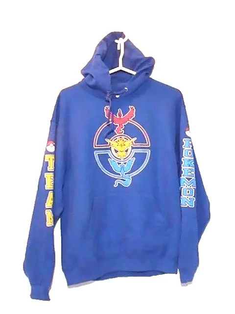MINT Vintage RARE Medium Team Pokémon Go Blue Hoodie UNWORN Pikachu Sweatshirt