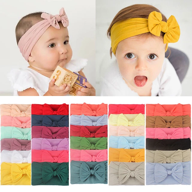 6pcs Baby Girl Elastic Nylon Headbands Newborn Toddlers Hairbands Hair Bows SetE