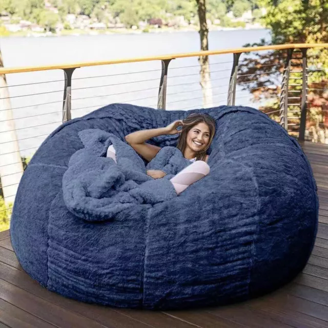 Home Sponge Bed Bean Bag Chair Cover Slipcover Double Bedroom Balcony Large R4U2