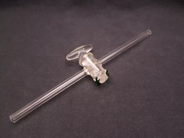 Pyrex Glass Straight Bore Stopcock 10mm OD Sidearms 4mm Bore Plug 7280-4 Chip