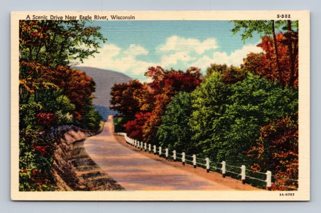 Scenic Drive Near Eagle River Wisconsin WI Postcard