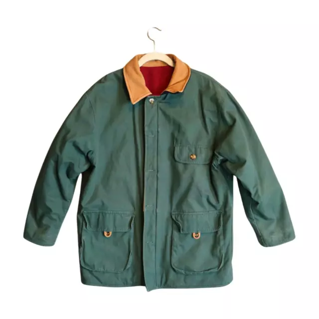 AMHERST BARN COAT Mens Medium Green Reversible Field Chore Jacket Wool ...