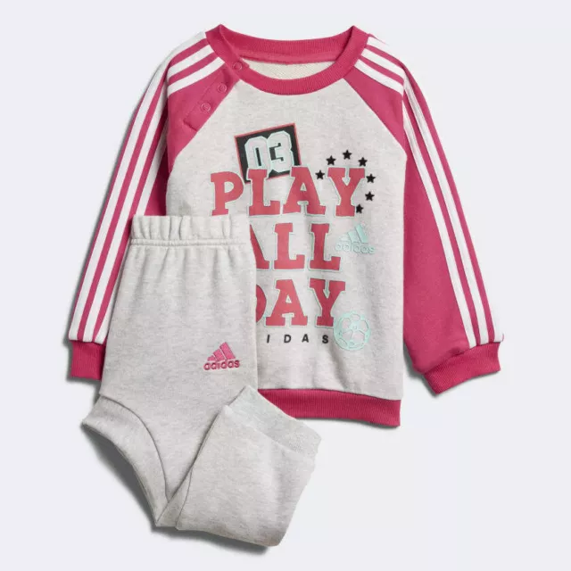 Adidas Kids Baby Infant Girls Tracksuit Linear Child Fleece Suit Set Jogger