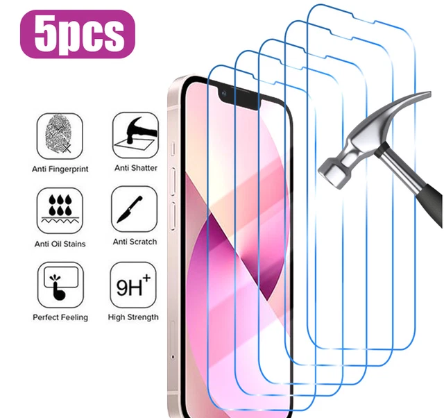 lot 5pcs Protection écran pour iPhone en verre trempé pour modèles 13 12 11...