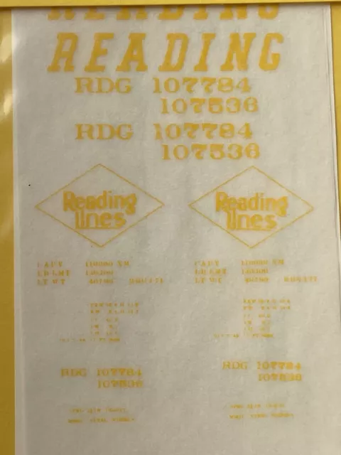 CDS Lettering Dry Transfers HO Scale #50 RDG Reading 40' Steel Boxcar - NOS VTG