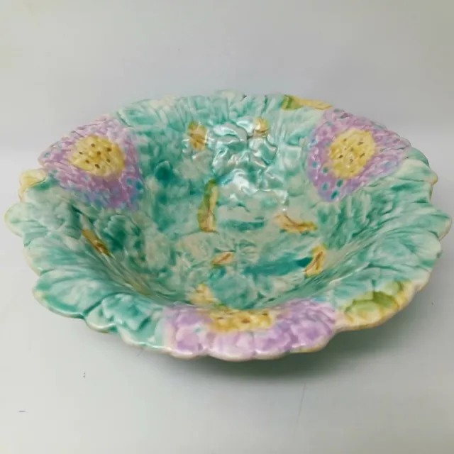 Large Avon Wear Art Deco Pastel Fruit Serving Bowl 1930s Green Lilac Yellow