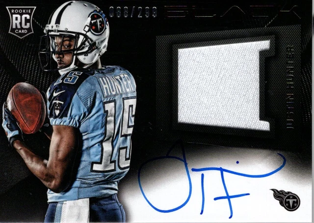 2013 Panini Black Rookie Sig. Mat. Prime #216 Justin Hunter Jersey/Auto /299