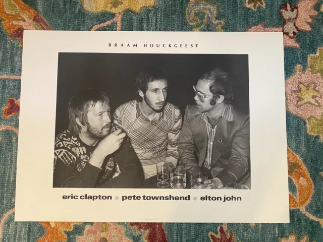 Vtg 80s Eric Clapton Pete Townsend Elton John -BRAAM HOUCKGEEST ART Photo Poster