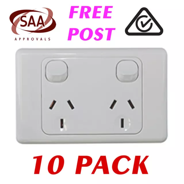 10 x Double 10AMP Power Point GPO - White Electrical Supplies Standard - SAA