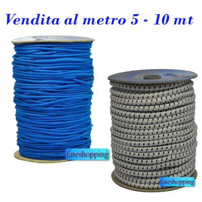 Bianca CORDA ELASTICA 8 MM FUNE TRECCIA BIANCA PER TELI TELONI NAUTICA 25 METRI CORDONE 